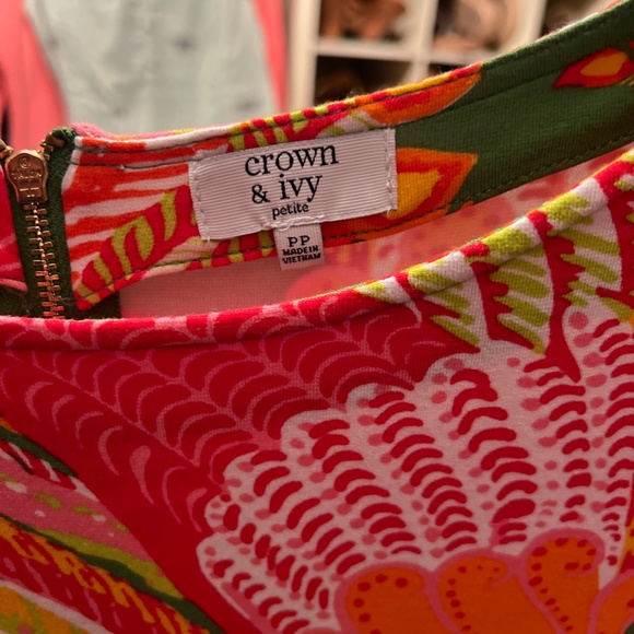 Crown & Ivy Dress, Coral, green, pink, Size PP - Picture 2 of 4
